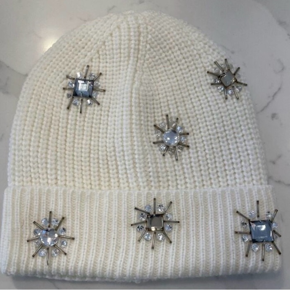 NWT Mixit Cream Knit Beanie winter cold ski fashion sparkle fun